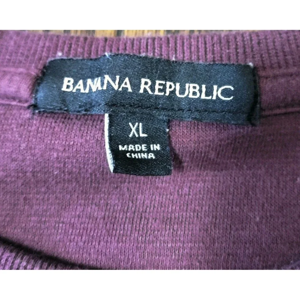 Banana Republic Thermal Henley Men's Shirt Size XL Burgundy Long Sleeve Base